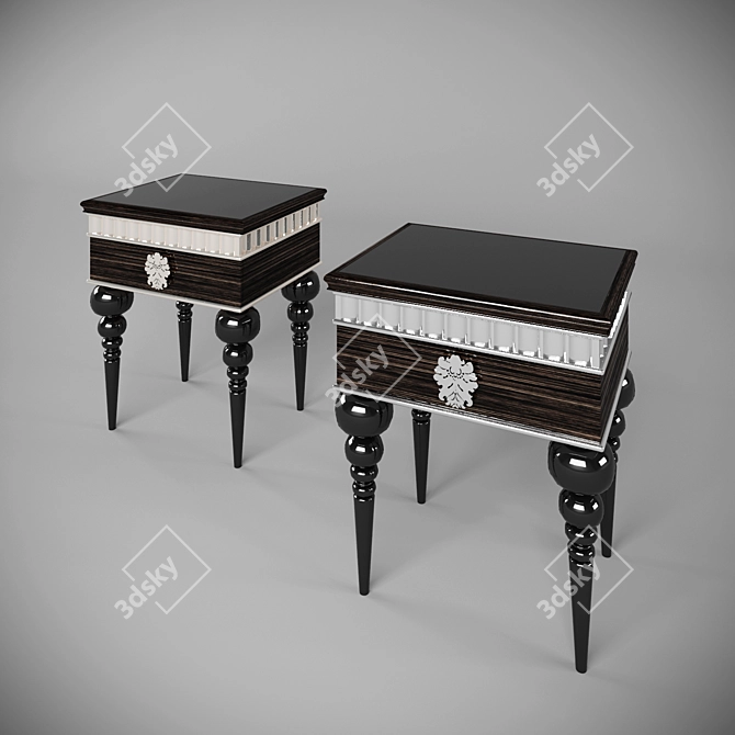 Elegant Art Deco Bedside Table 3D model image 1