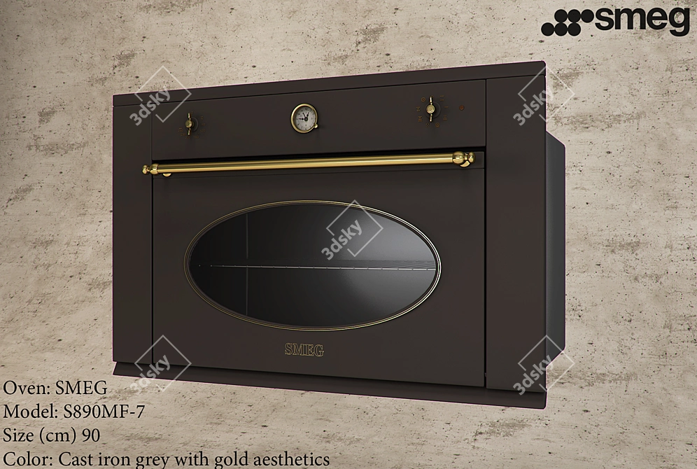 SMEG S890MF-7: Stylish & Spacious Cast Iron Grey Oven 3D model image 1