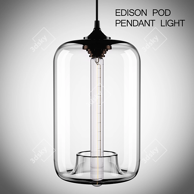 Industrial Glamour: Edison Pod Pendant 3D model image 1