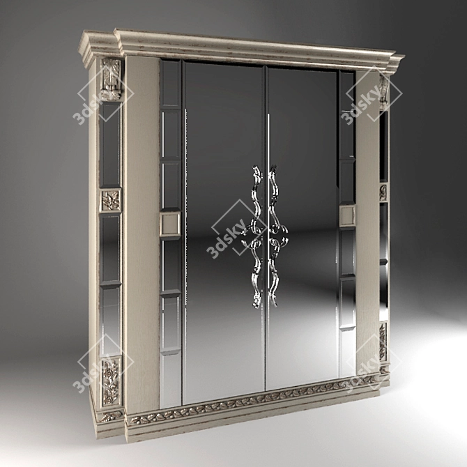 Classic Mirrored Wardrobe 3D model image 1