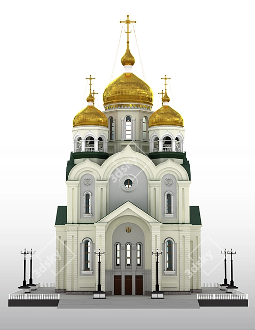 Amur's Majestic Spaso-Preobrazhensky Cathedral 3D model image 2