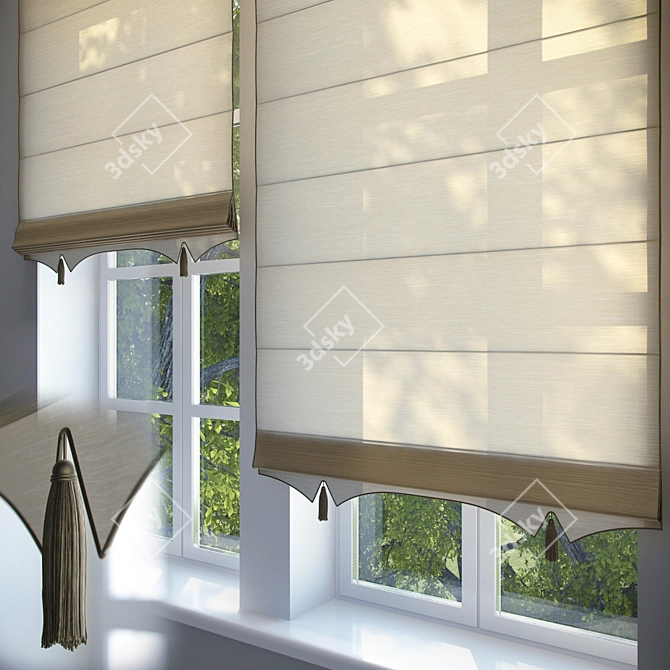 Animated Roman Blinds: Adjustable Size, Simplified Suspension 3D model image 1