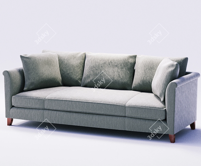 Baker Comfort Maple Wood Sofa 3D model image 1