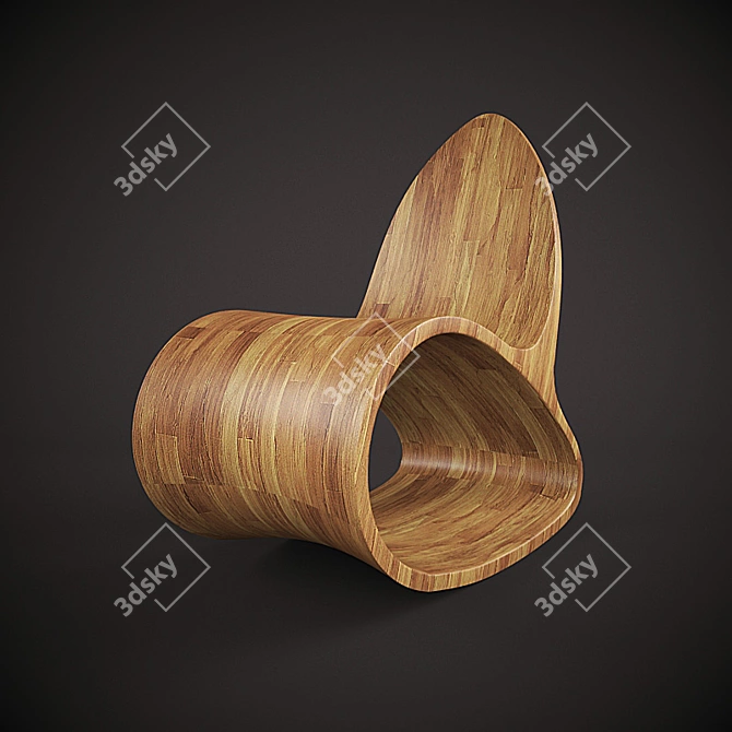 Sleek Wooden Seating Solution 3D model image 1