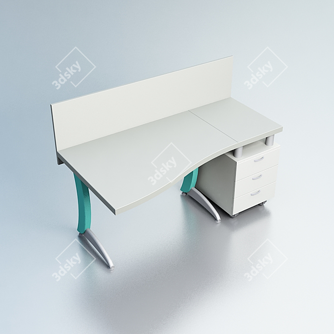 Standard Office Desk 3D model image 1
