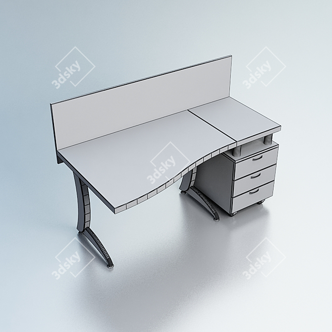 Standard Office Desk 3D model image 2