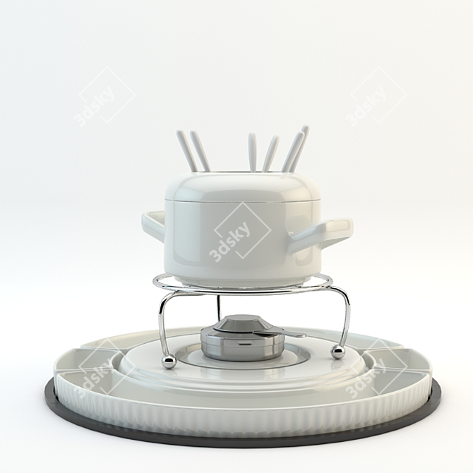 Cheesy Delight Fondue Set 3D model image 1