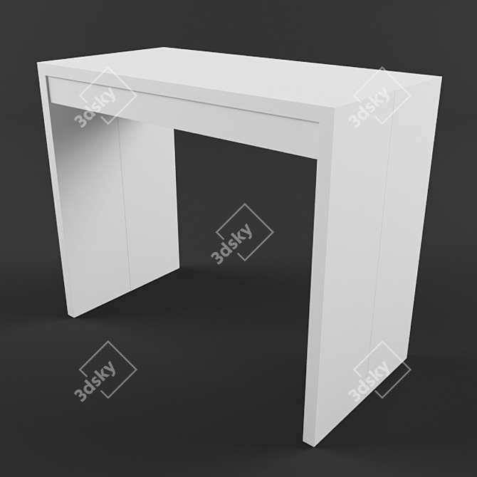 Sleek White Foldable Console Table 3D model image 1