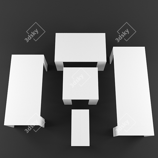 Sleek White Foldable Console Table 3D model image 2