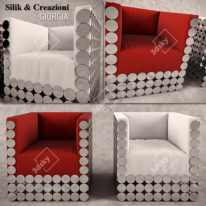 Silik & Creazioni: Giorgia Steel and Fabric Armchair 3D model image 1