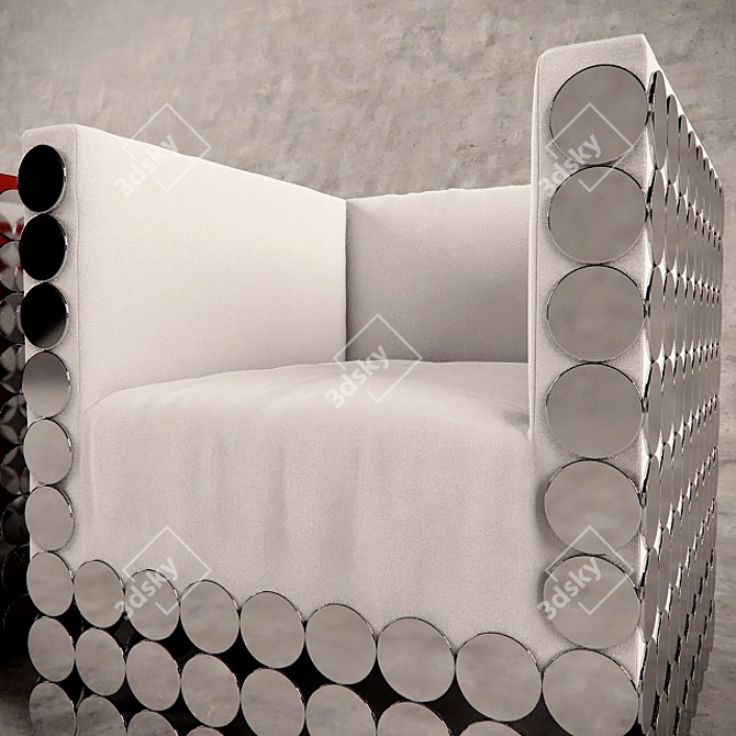 Silik & Creazioni: Giorgia Steel and Fabric Armchair 3D model image 2