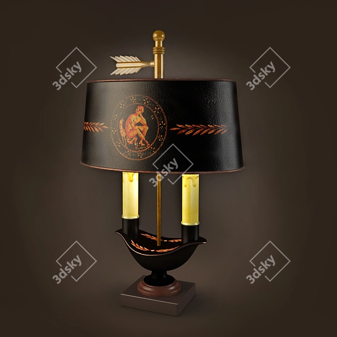 Vintage French Tole Lamp 3D model image 1