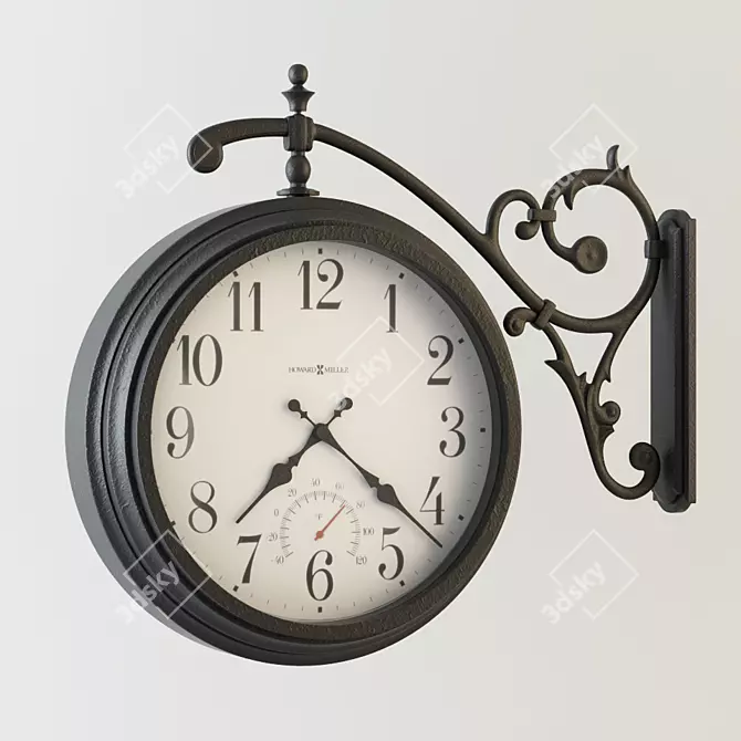 Elegant Dual-Sided Wall Clock 3D model image 1