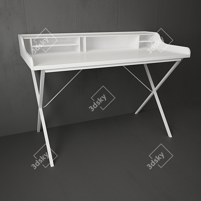 Modern White Lacquer Writing Desk 3D model image 1