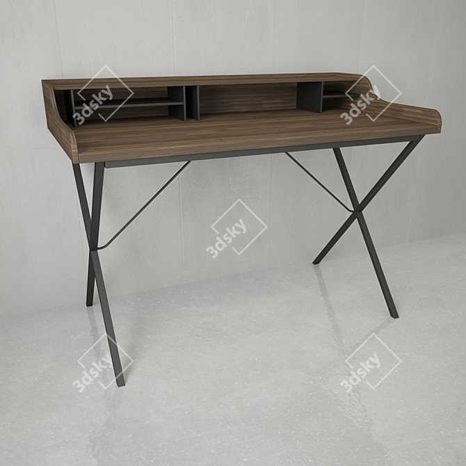 Modern White Lacquer Writing Desk 3D model image 2