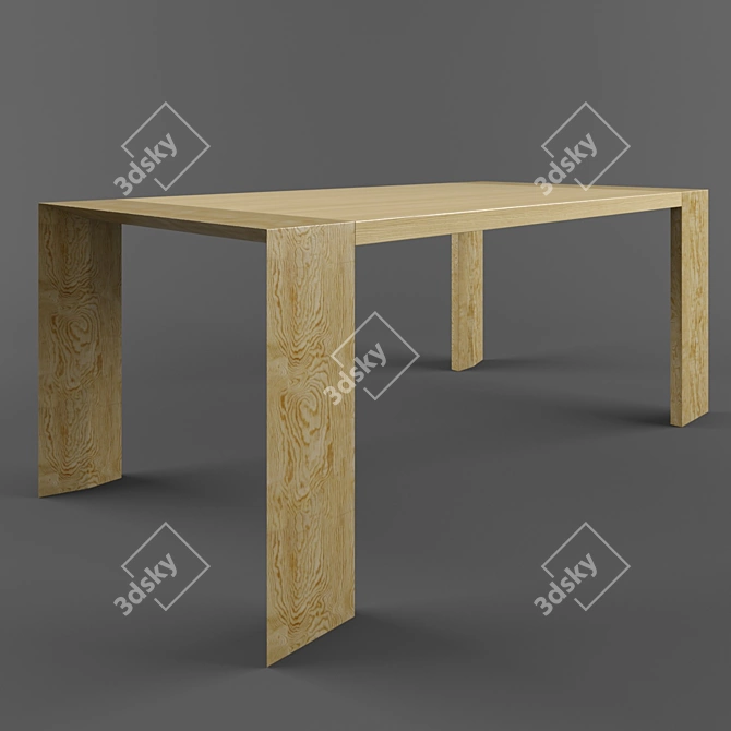 Modern Minimal Dining Table 3D model image 1