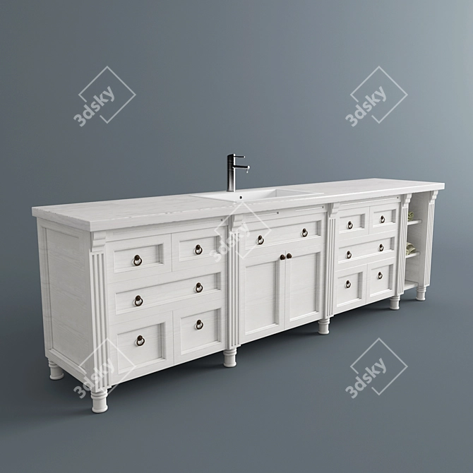 Bathroom Vanity Cabinet with Sink 3D model image 1