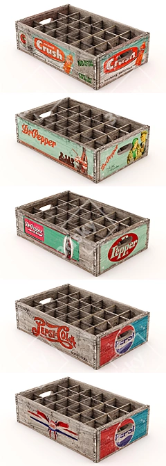 Retro Soda Crate - Nostalgic Vintage Storage 3D model image 1