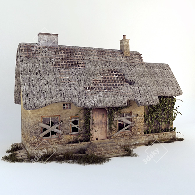 Vintage Charm: Authentic Old House 3D model image 1