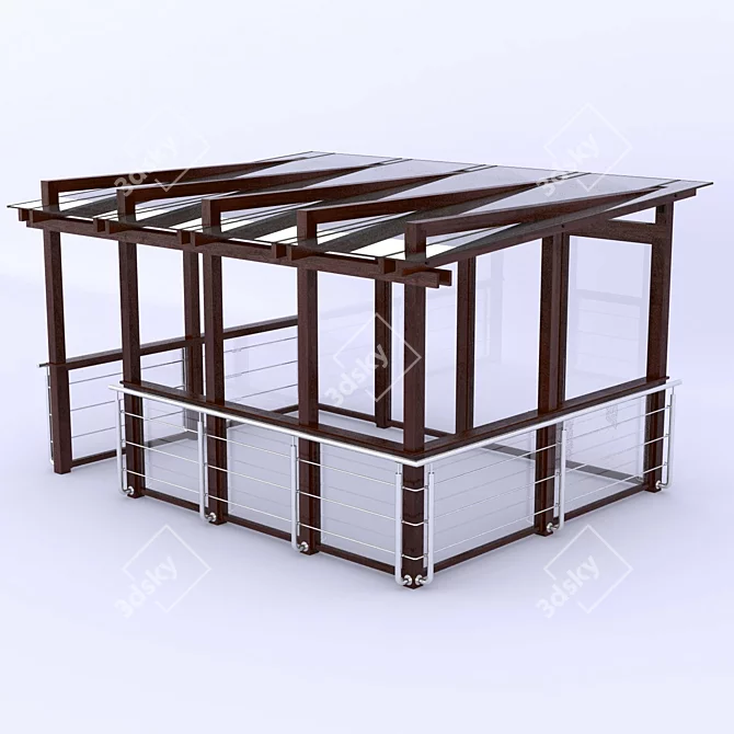 Modern 3x4m Gazebo with Polycarbonate Roof 3D model image 1