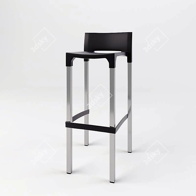 Sleek Plastic Bar Stool 3D model image 1