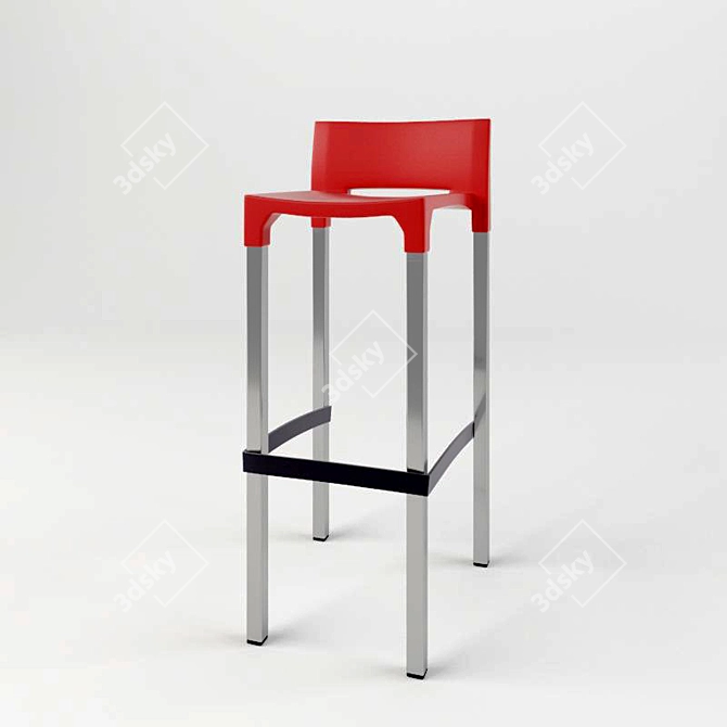 Sleek Plastic Bar Stool 3D model image 2