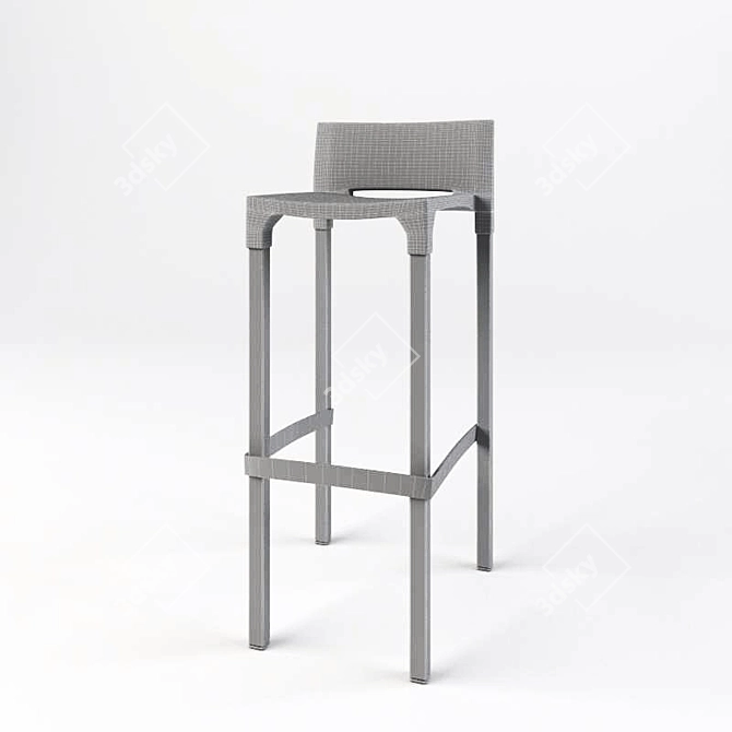 Sleek Plastic Bar Stool 3D model image 3