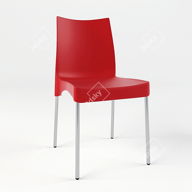 Vibrant Red Plastic Chair 3D model image 1