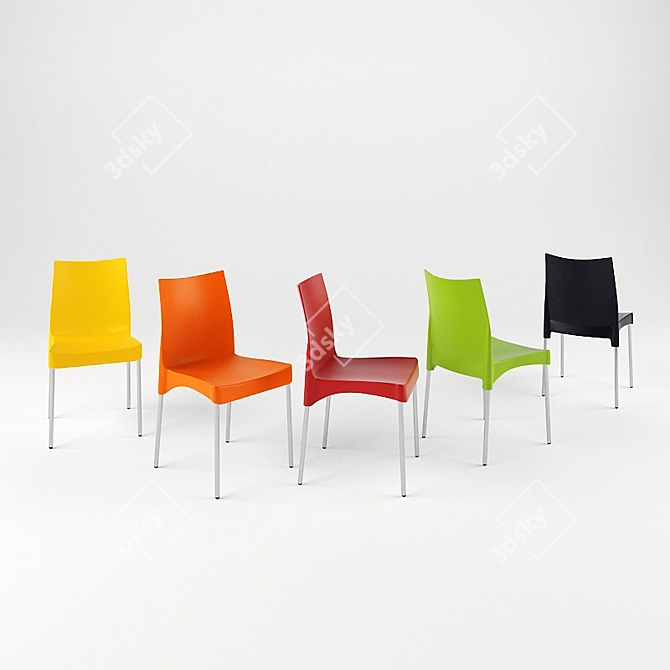 Vibrant Red Plastic Chair 3D model image 3