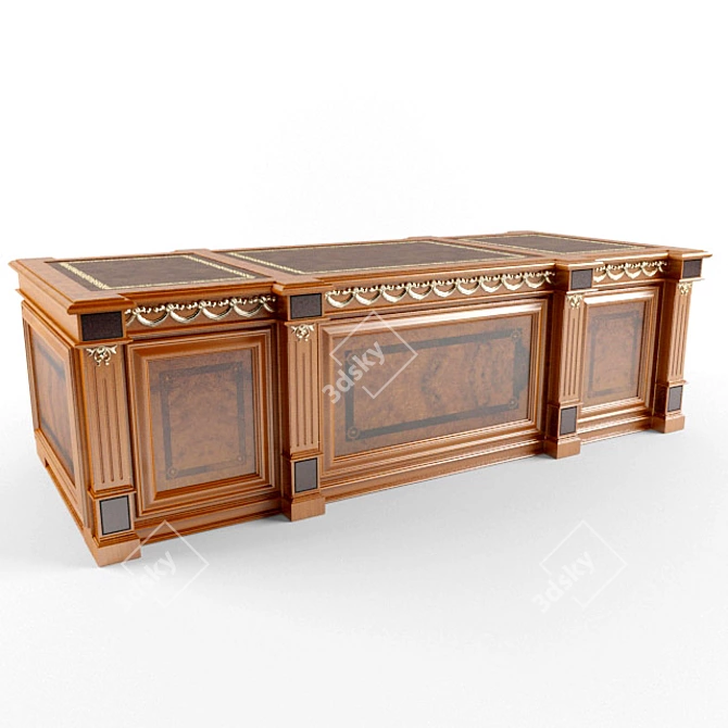 Classic Redwood Writing Desk with Drawer Storage 3D model image 1