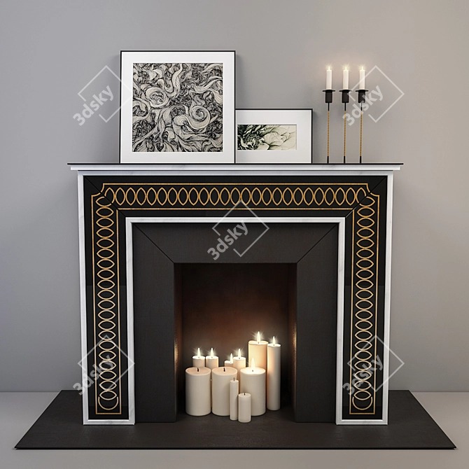 Elegant Flame: Decorative Fireplace 3D model image 1