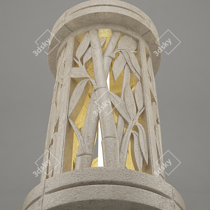 Bamboo Glow: Natural Soft Stone Lamp 3D model image 2