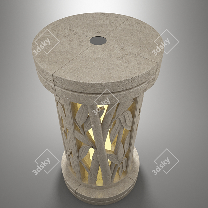 Bamboo Glow: Natural Soft Stone Lamp 3D model image 3