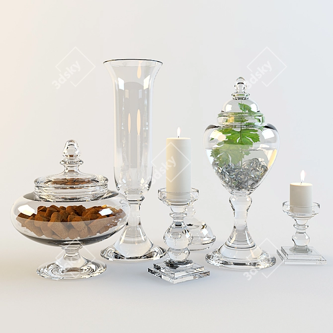 Elegant Vases & Candle Holders 3D model image 1