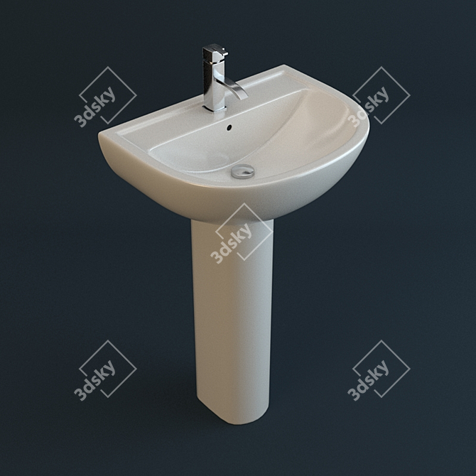 Sleek White Ceramic Washbasin 3D model image 1