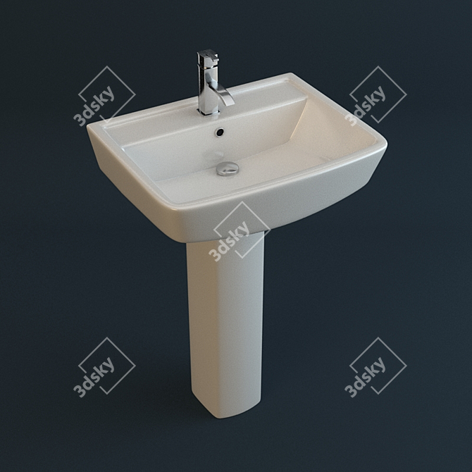 Elegant Ceramic Washbasin 3D model image 1