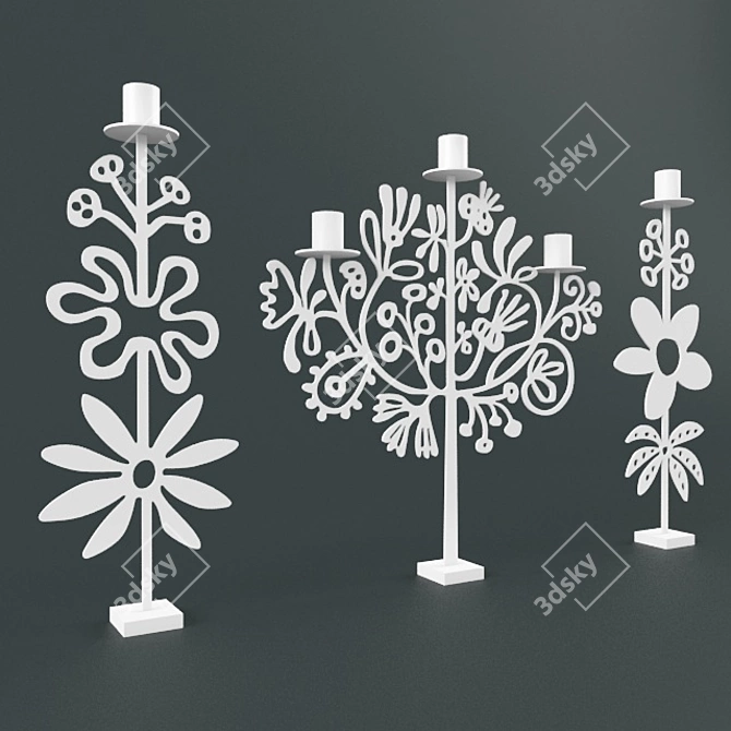 Elegant Metal Candle Holders 3D model image 1