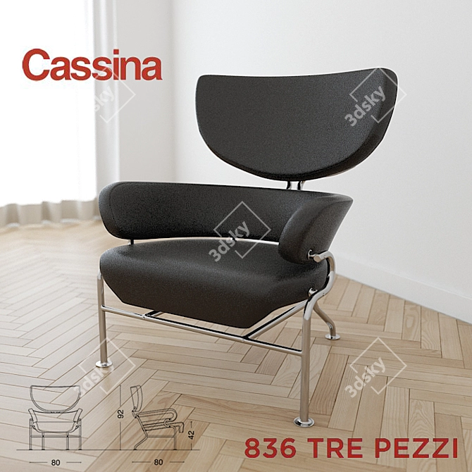 Cassina Tre Pezzi Armchair 3D model image 1