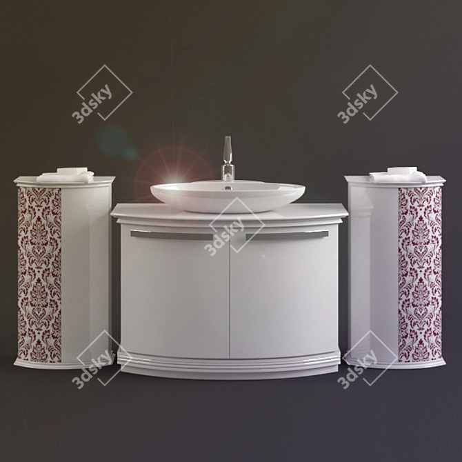 Modern Bathroom Furniture Set 3D model image 1