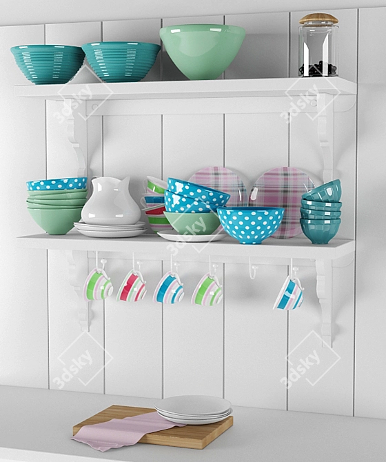 Classic Kitchen Shelves 3D model image 1