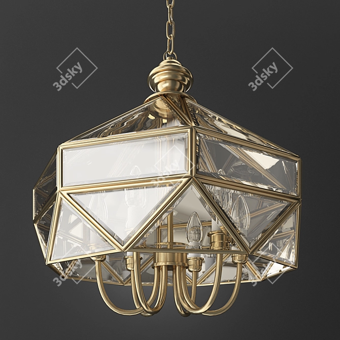 TINKO Tiffany Six-Lamp Chandelier 3D model image 1