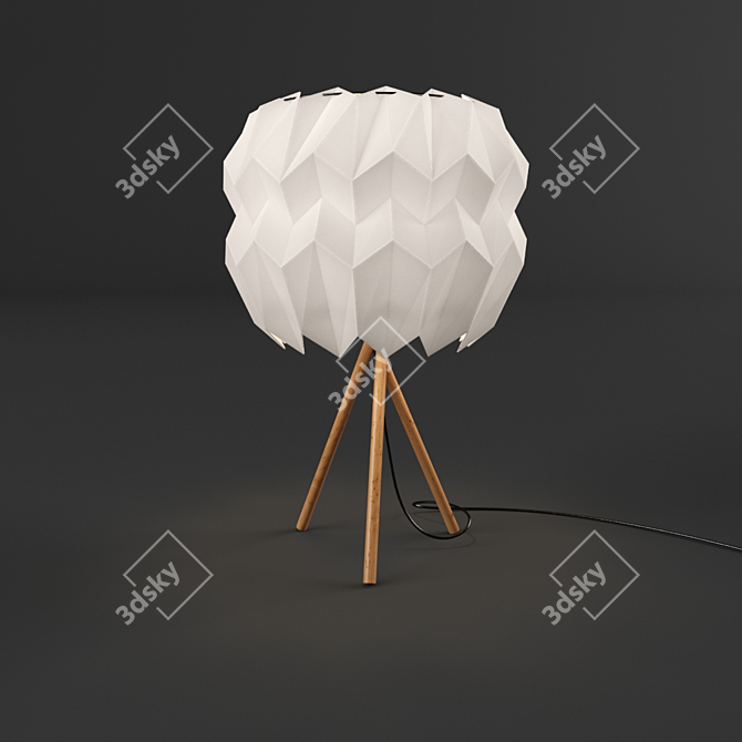 Elegant Wood and Paper Lamp 3D model image 1