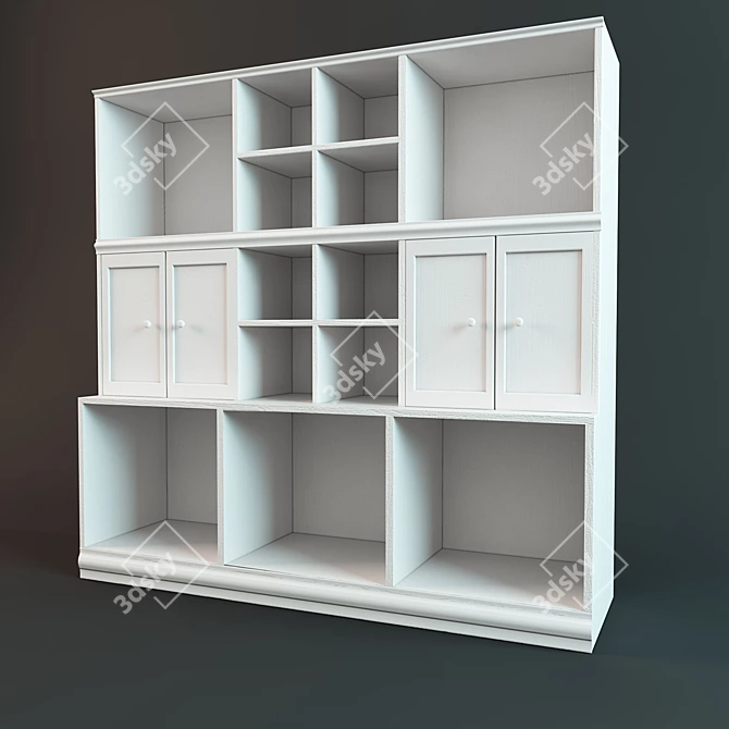 Customizable Children's Wardrobe with Shelves and Doors 3D model image 1