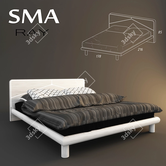 SMA RAY LED Lit Double Bed 3D model image 1