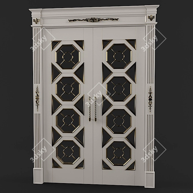 Classic Double Door: 2000x650 mm, Single Panel 3D model image 1