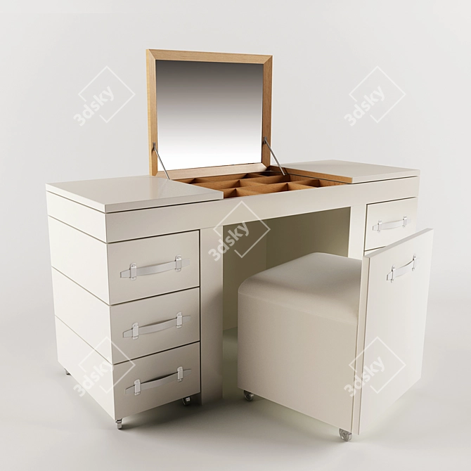 Diva White Dressing Table 3D model image 1