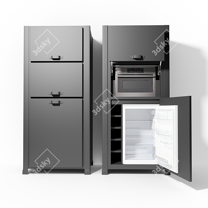 Multi-functional Minà Columns with Storage & Appliances 3D model image 1