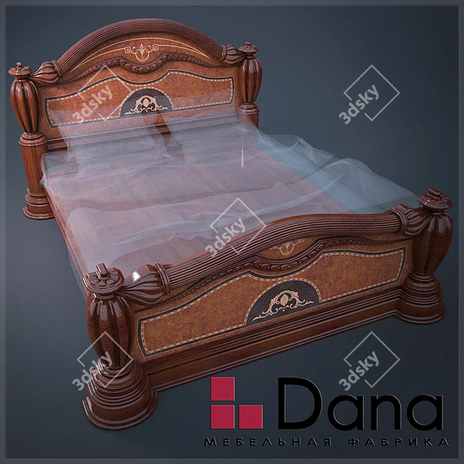 Rais Walnut Bed 5-0 3D model image 1