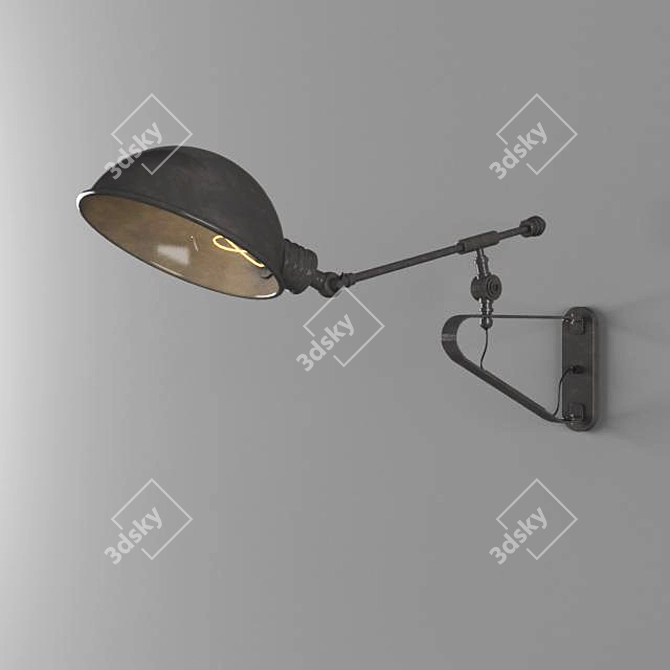 Industrial Loft Wall Mount Sconce 3D model image 2