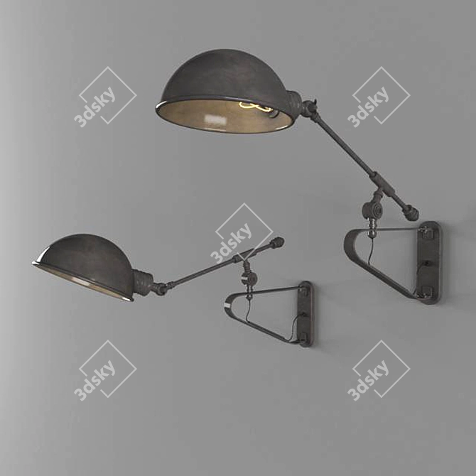 Industrial Loft Wall Mount Sconce 3D model image 3